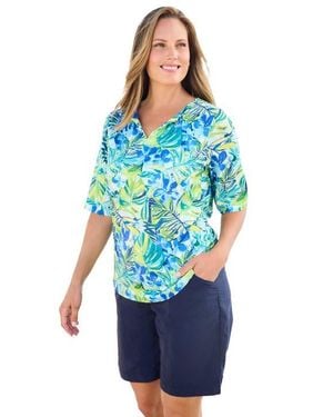 Swim 365 Three-Quarter Sleeve Swim Tee - Blue