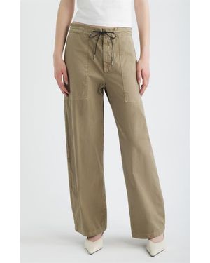 FRAME The Gallery Drawstring Waist Cotton Utility Pants - Natural