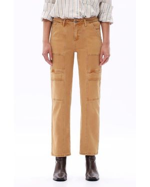 Bayeas Judy Mid Rise Ankle Straight Leg Utility Jeans - Natural