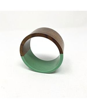 Youzey Two-Tone Wood Statement Stacking Bangle - Green