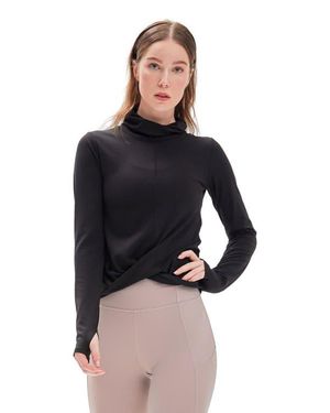 Rebody Active Cowl Neck Long Sleeve Top - Blue