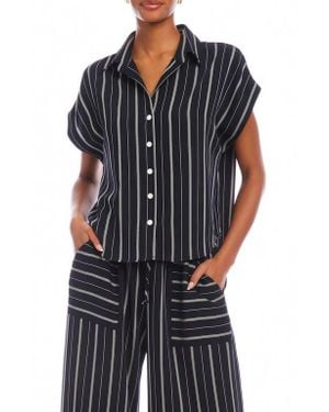 Fifteen Twenty Collette Cap Sleeve Button-Up Shirt - Blue
