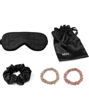 BLISSY Best Of Mulberry Silk 5-Piece Travel Set - Black