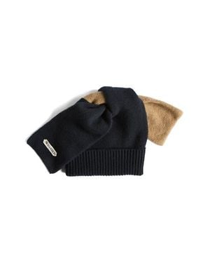 JW Anderson Knotted Colorblock Wool Beanie - Black