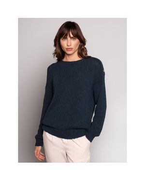 Celtic & Co. Slub Knit Button Detail Sweater - Blue