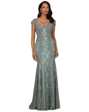LARA New York Fitted Lace Mermaid Gown - Blue