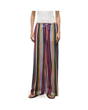 STAUD Mateo Stripe Cotton Drawstring Pants - Red