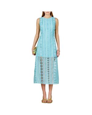 Endless Rose Lace Overlay Midi Dress - Blue