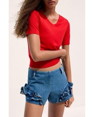 Mango V-Neck Sweater - Red