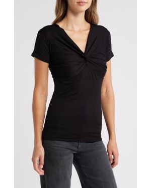 Loveappella Twist Detail Stretch Detail Top - Black
