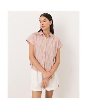 Pact Organic Cotton All Day Poplin Shirred Shirt - Orange