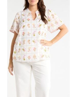 Sugarlips Diane Floral Print Top - White