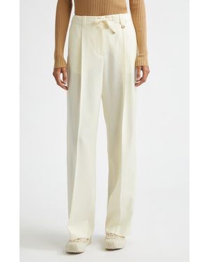 Moncler Virgin Wool Gabardine Pants - Natural
