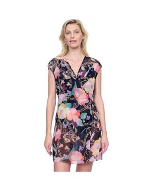Gottex Memories Of Capri Short Surplice Wrap Dress With Tie - Blue