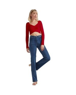 Belle & Bloom Forget Me Not Knit Crop - Red