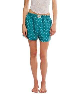 Free People Day To Day Floral Boxer Shorts - Blue