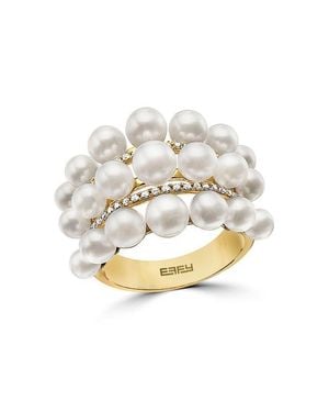 Effy 14K Freshwater Pearl Diamond Bubble Ring - Multicolor