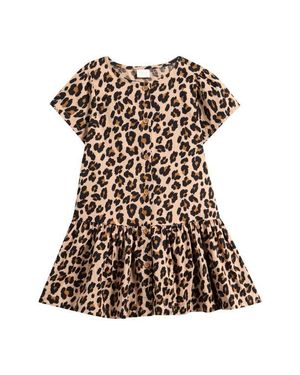 Next Kids' Leopard Print Cotton Dress - Multicolor