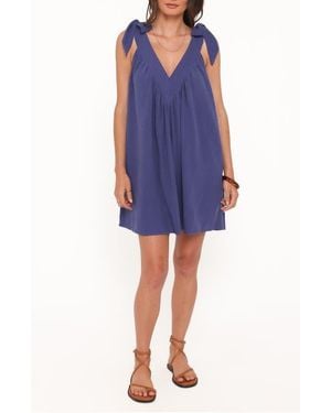Petal & Pup Trina Tie Shoulder Shift Minidress - Blue