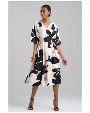Natori Nishi V-Neck Pleat Release Dress - White