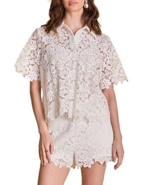 Endless Rose Lace Collar Shirt - White