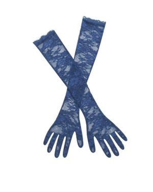 Miss Circle Rae Lace Opera-Length Gloves - Blue