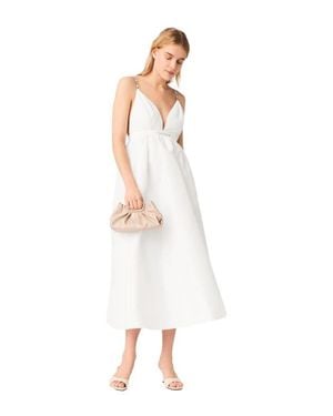 Maje Jeweled Taffeta Maxi Dress - White