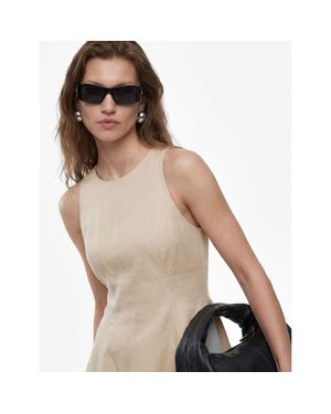 Koton Sleeveless Linen Blend Top With Flare - Natural