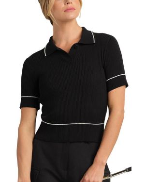 Rhone Birdie Rib Polo Sweater - Black