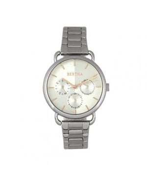 Bertha Gwen Leather-Band Watch W/Day/Date - Metallic