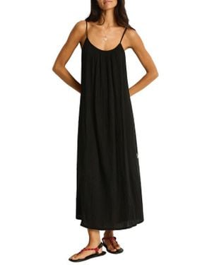 Sea Level Sunset Tie Back Cover-Up Dress - Black