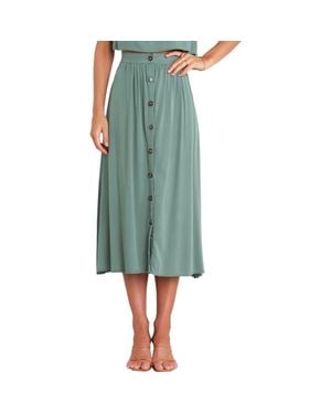 Petal & Pup Ava Button Front Midi Skirt - Green
