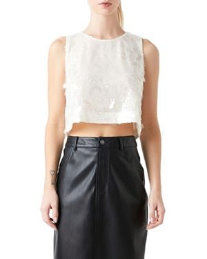 Grey Lab Sequin Crop Top - White
