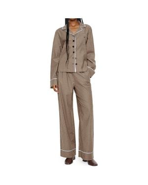 Reformation Coco Contrast Piping Stretch Organic Cotton Pajamas - Natural