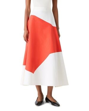 Akris Polygon Patch Poplin Midi Skirt - Red