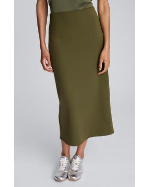 Kenneth Cole Back Slit Midi Skirt - Green