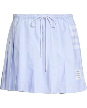 Thom Browne 4-Bar Pleated Cotton Oxford Miniskirt - Blue
