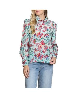 Apny Print High Neck Shirt - Blue