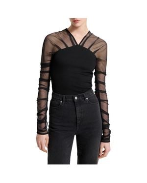MARCELLA Lita Mesh & Ponte Top - Black