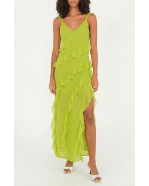 The Lulo Project Cascade Ruffle Chiffon Maxi Dress - Green