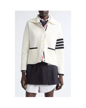 Thom Browne Double Face Pique Stitch Cardigan - White