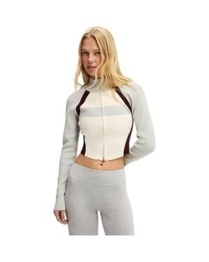 Cotton On Active Spliced Knit Zip Through - White
