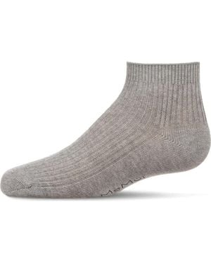 Memoi Thin Ribbed Kids Anklet Sock - Gray