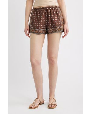 Doen Vienna Print Cotton Shorts - Brown