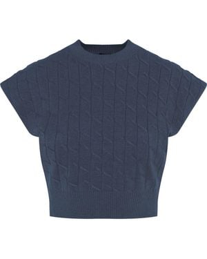 BuHu Cable Knit Soft Stretch Vest - Blue