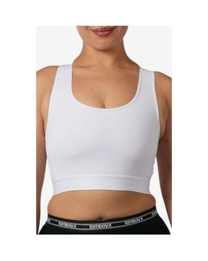 TOMBOYX Compression Plus Racerback Crop Top - White