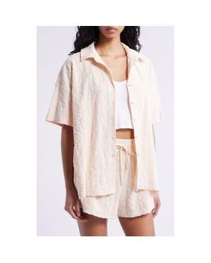 Rip Curl Las Dalias Short Sleeve Terry Button-Up Shirt - Natural