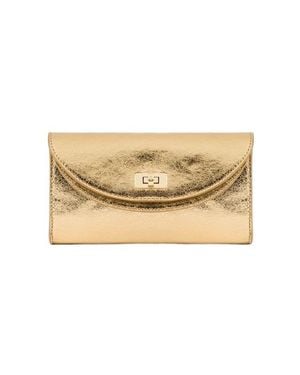 Sandro Mambo Metallic Leather Clutch - Natural