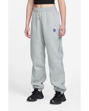 Nike Brushed Fleece Wide Leg Sweatpants - Gray