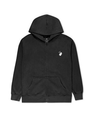 Alix Heartly Ghost Midweight Fleece Faded Zip Hooded Sweatshirt - Black